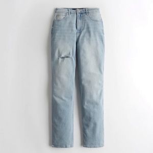 Ultra High-Rise Ripped Medium Wash Stacked Vintage Straight Jeans
